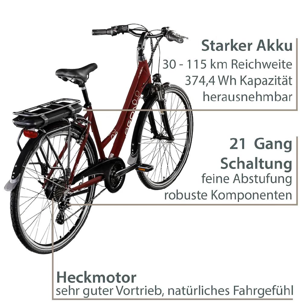 AGON E-Bike »Avesa« 21 Gang Heckmotor 250 W Pedelec Elektrofahrrad für Damen u. Herren Trekkingrad auf Rechnung Cyber Monday