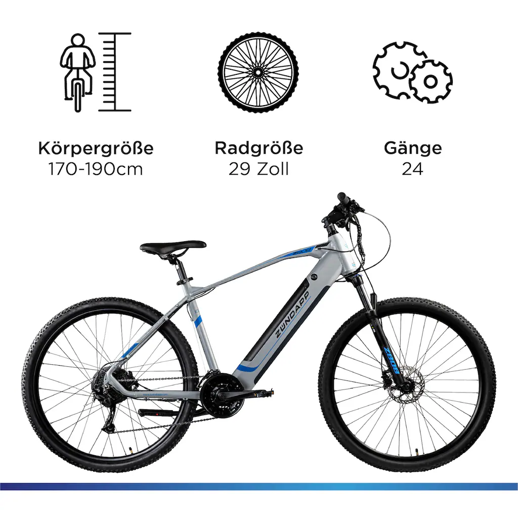 Zündapp E-Bike »Z808« 24 Gang Heckmotor 250 W Pedelec Elektrofahrrad für Damen u. Herren MTB Mountainbike auf Rechnung Weihnachtsangebot