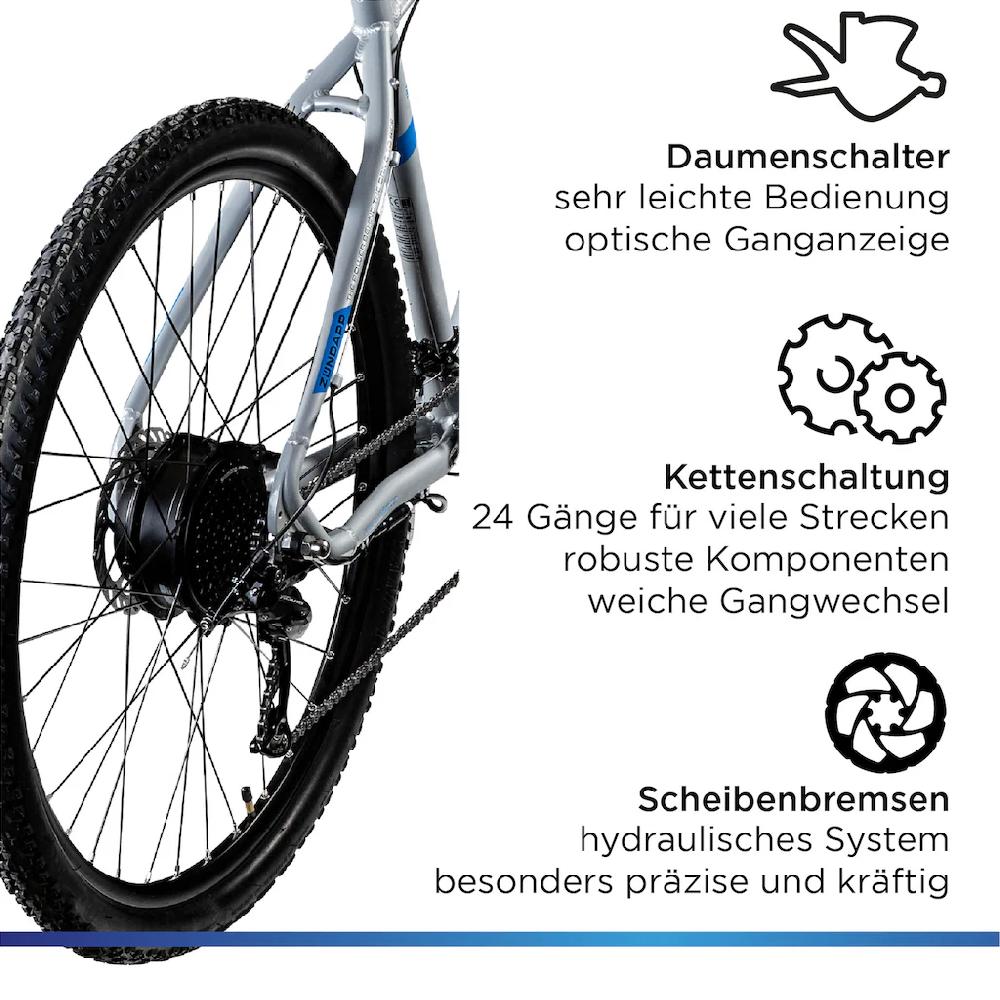 Zündapp E-Bike »Z808« 24 Gang Heckmotor 250 W Pedelec Elektrofahrrad für Damen u. Herren MTB Mountainbike auf Rechnung Weihnachtsangebot