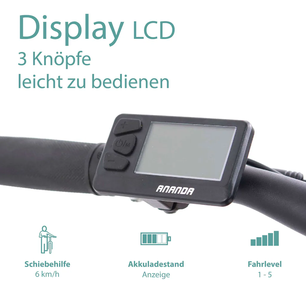 Tretwerk E-Bike »Commander« 9 Gang Shimano Altus M2000 Mittelmotor 250 W Pedelec Elektrofahrrad für Damen u. Herren MTB Mountainbike Vatertagsangebot