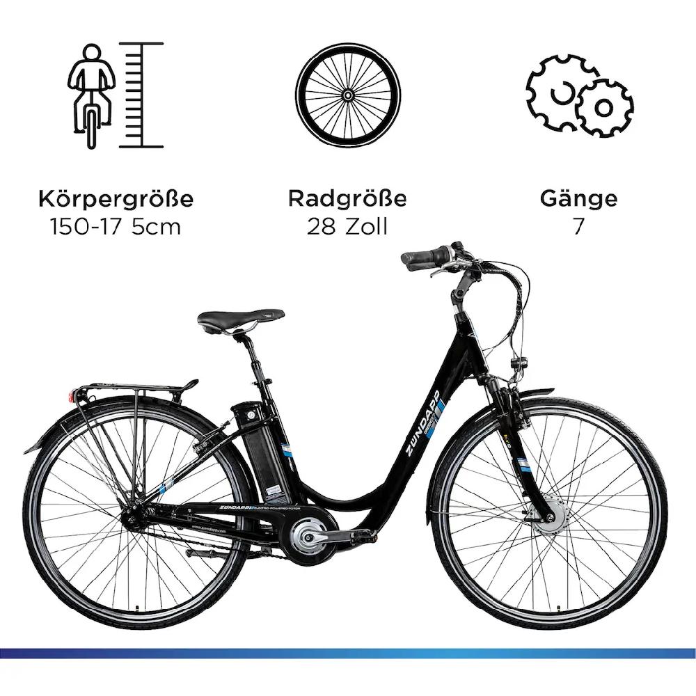 Zündapp E-Bike »Green 3.7« 7 Gang Frontmotor 250 W Pedelec Elektrofahrrad für Damen u. Herren Cityrad auf Rechnung bestellen Große Rabatte