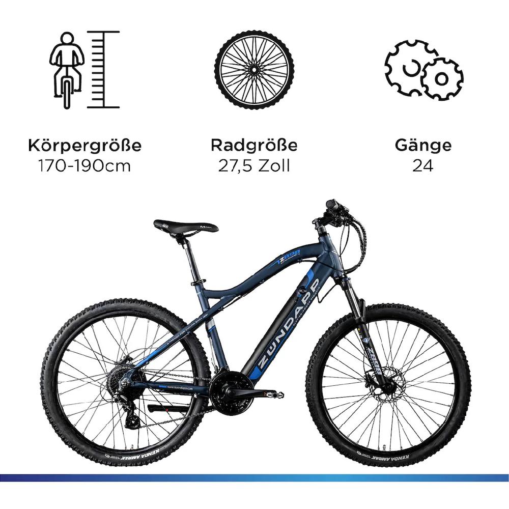 Zündapp E-Bike »Z898« 24 Gang Heckmotor 250 W E-Bike E Mountainbike 27 5 Zoll Pedelec 170 - 190 cm Hardtail MTB auf Rechnung kaufen Riesige Ersparnisse