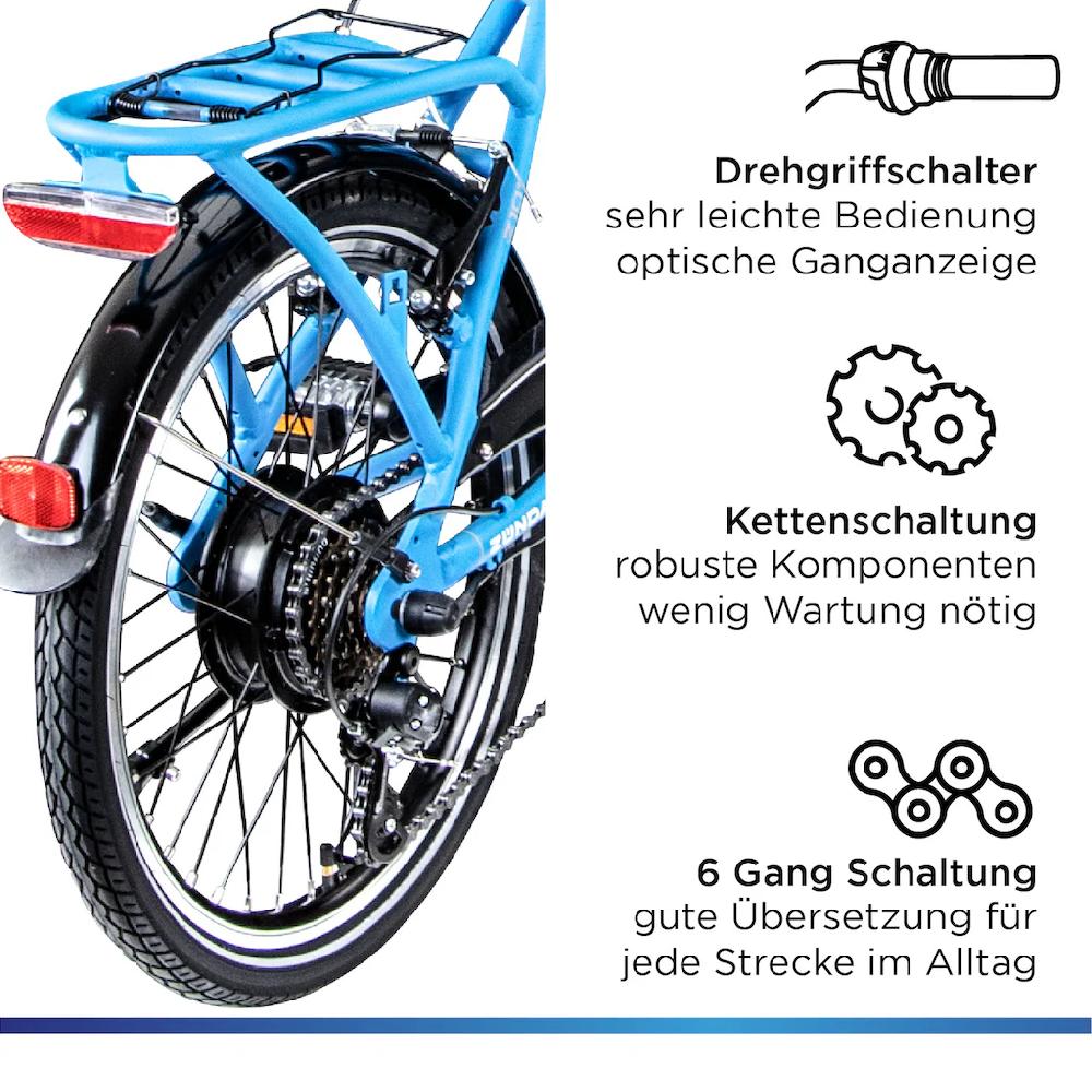 Zündapp E-Bike »Z101« 6 Gang Shimano Tourney RD-TY300 Heckmotor 250 W Pedelec Elektrofahrrad für Damen u. Herren Faltrad auf Rechnung kaufen Super Sparpreis