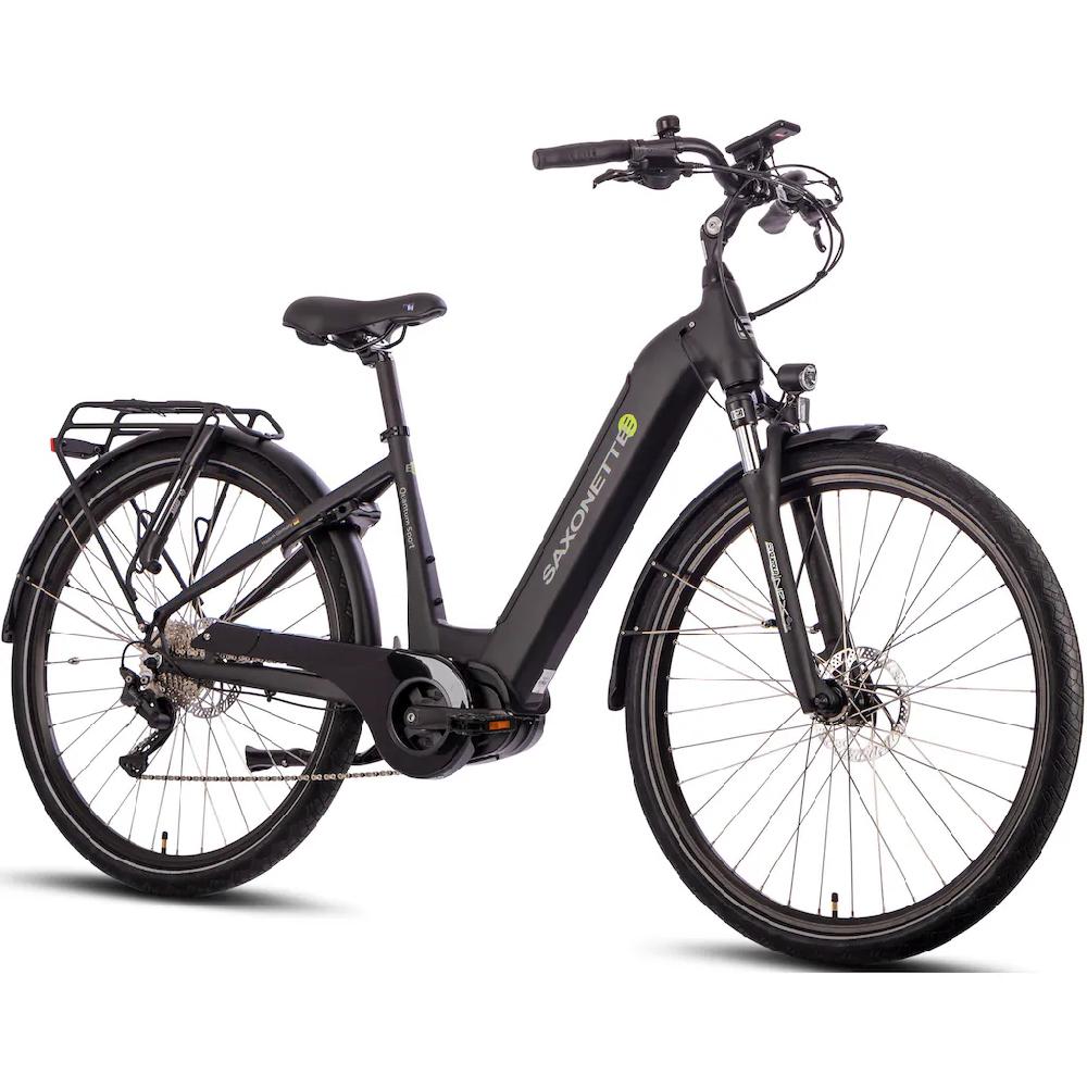 SAXONETTE E-Bike »Quantum Sport Wave« 10 Gang Shimano Mittelmotor 250 W Pedelec Elektrofahrrad für Damen u. Herren Trekkingrad auf Rechnung Nur für heute