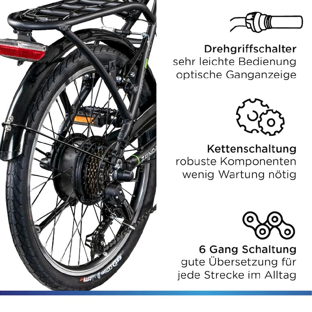 Zündapp E-Bike »Z101« 6 Gang Shimano Tourney RD-TY300 Heckmotor 250 W Pedelec Elektrofahrrad für Damen u. Herren Faltrad auf Rechnung kaufen Nur noch ein Tag übrig