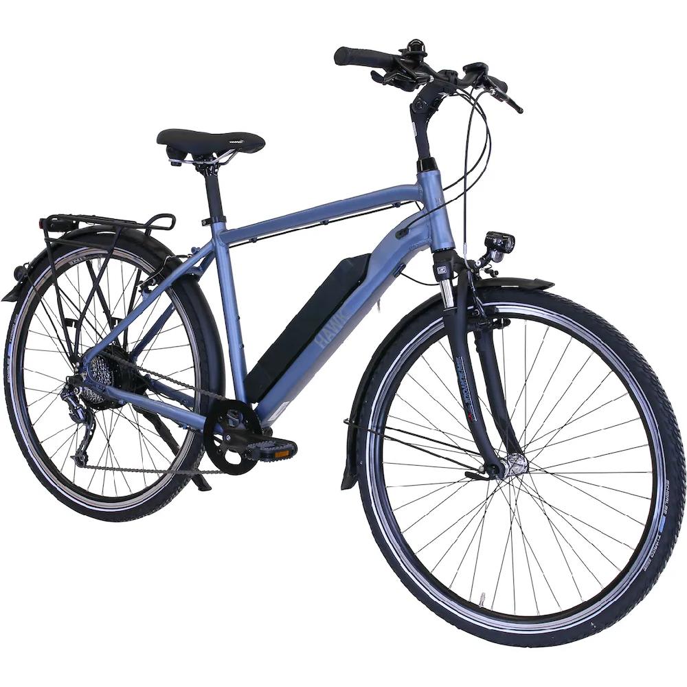 HAWK Bikes E-Bike »eTrekking Gent« 8 Gang microSHIFT Microshift Heckmotor 250 W Pedelec Elektrofahrrad für Herren Trekkingrad Kostenloser Versand international