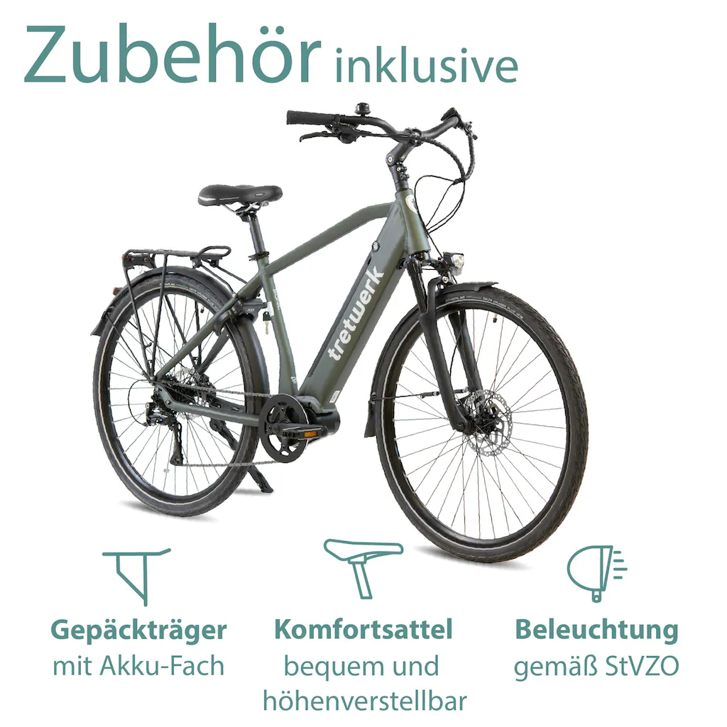 Tretwerk E-Bike »Sonic« 8 Gang Shimano Acera M3020 SGS Mittelmotor 250 W Pedelec Elektrofahrrad für Damen u. Herren Trekkingrad auf Rechnung Speichern exportieren