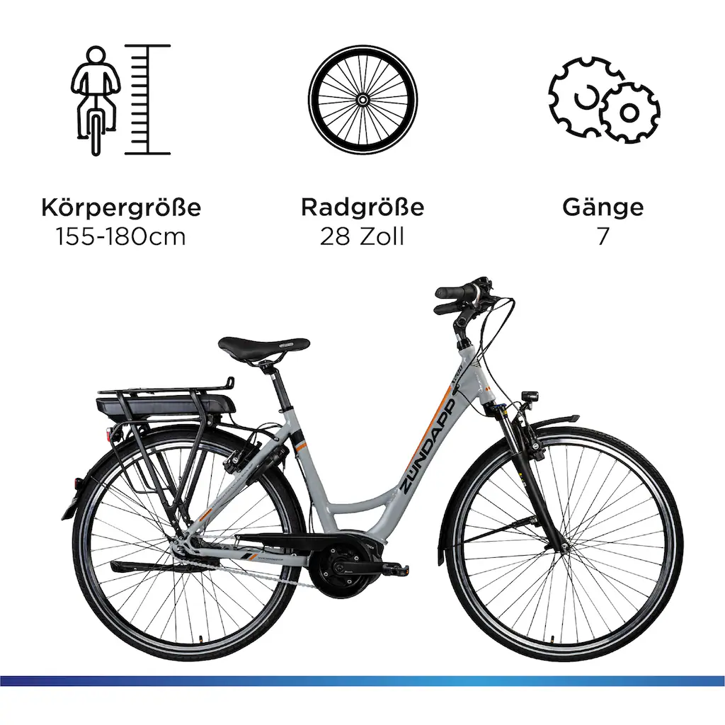 Zündapp E-Bike »X200« 7 Gang Shimano Nexus Mittelmotor 250 W Pedelec Elektrofahrrad für Damen u. Herren Cityrad Black Friday Preise