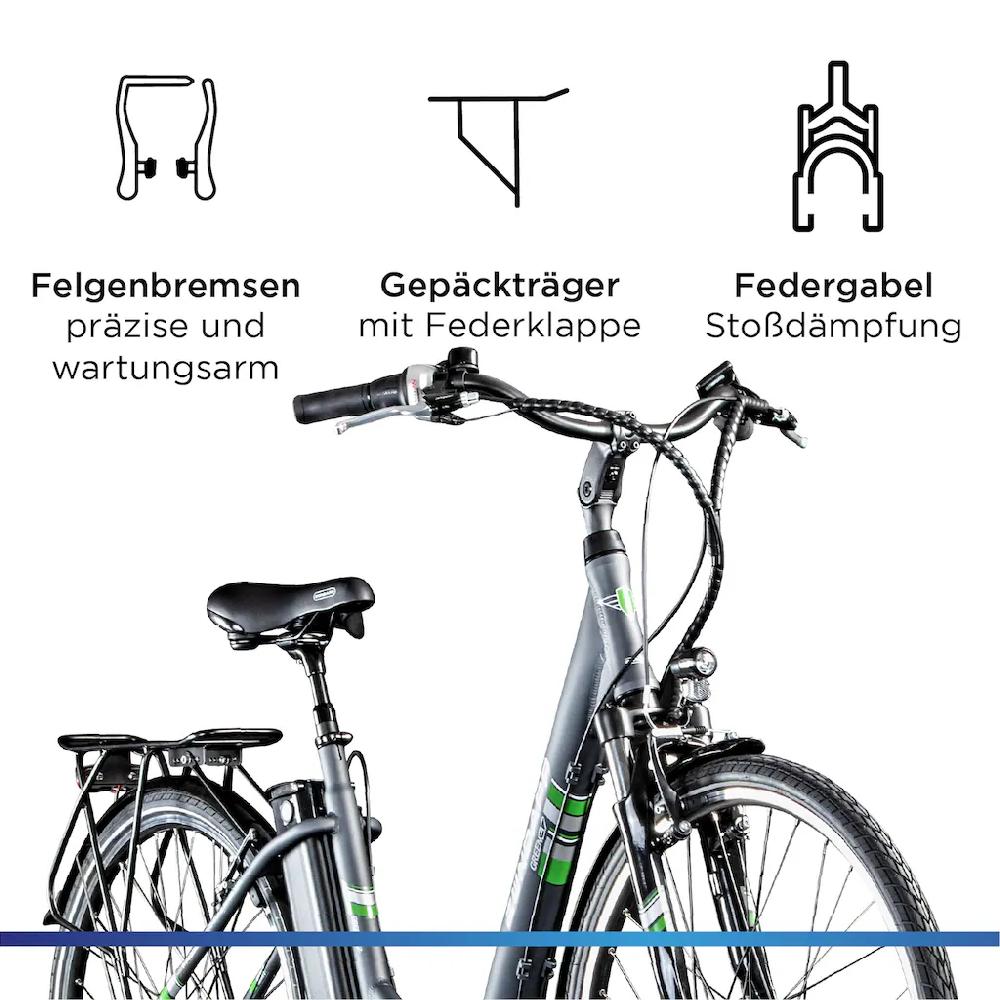 Zündapp E-Bike »Green 3.7« 7 Gang Frontmotor 250 W Pedelec Elektrofahrrad für Damen u. Herren Cityrad auf Rechnung kaufen Online