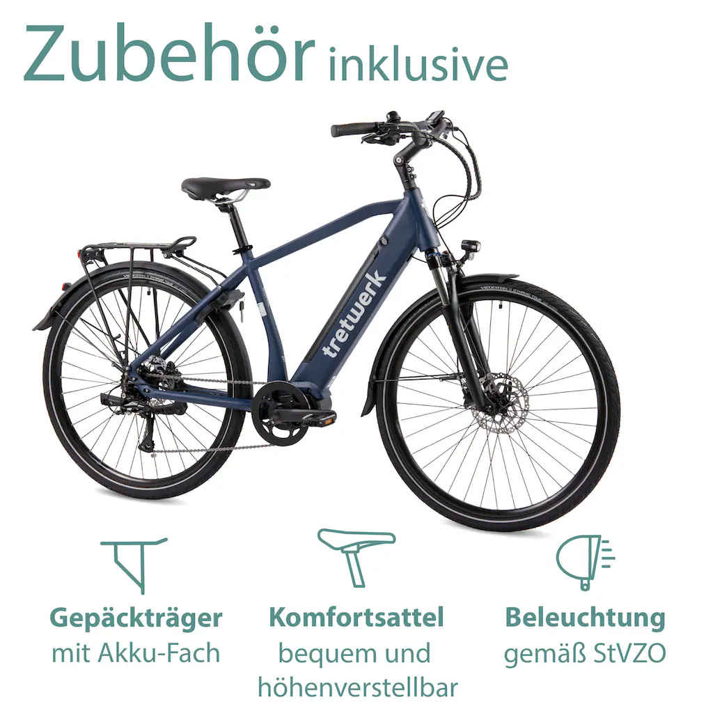 Tretwerk E-Bike »Sonic« 8 Gang Shimano Acera M3020 SGS Mittelmotor 250 W Pedelec Elektrofahrrad für Damen u. Herren Trekkingrad auf Rechnung Schlussverkauf