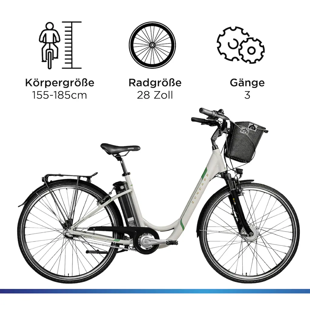 Zündapp E-Bike »Z510« 3 Gang Frontmotor 250 W E Bike 28 Zoll Damenfahrrad ab 155 cm mit 3 Gang Nabenschaltung Rabatt
