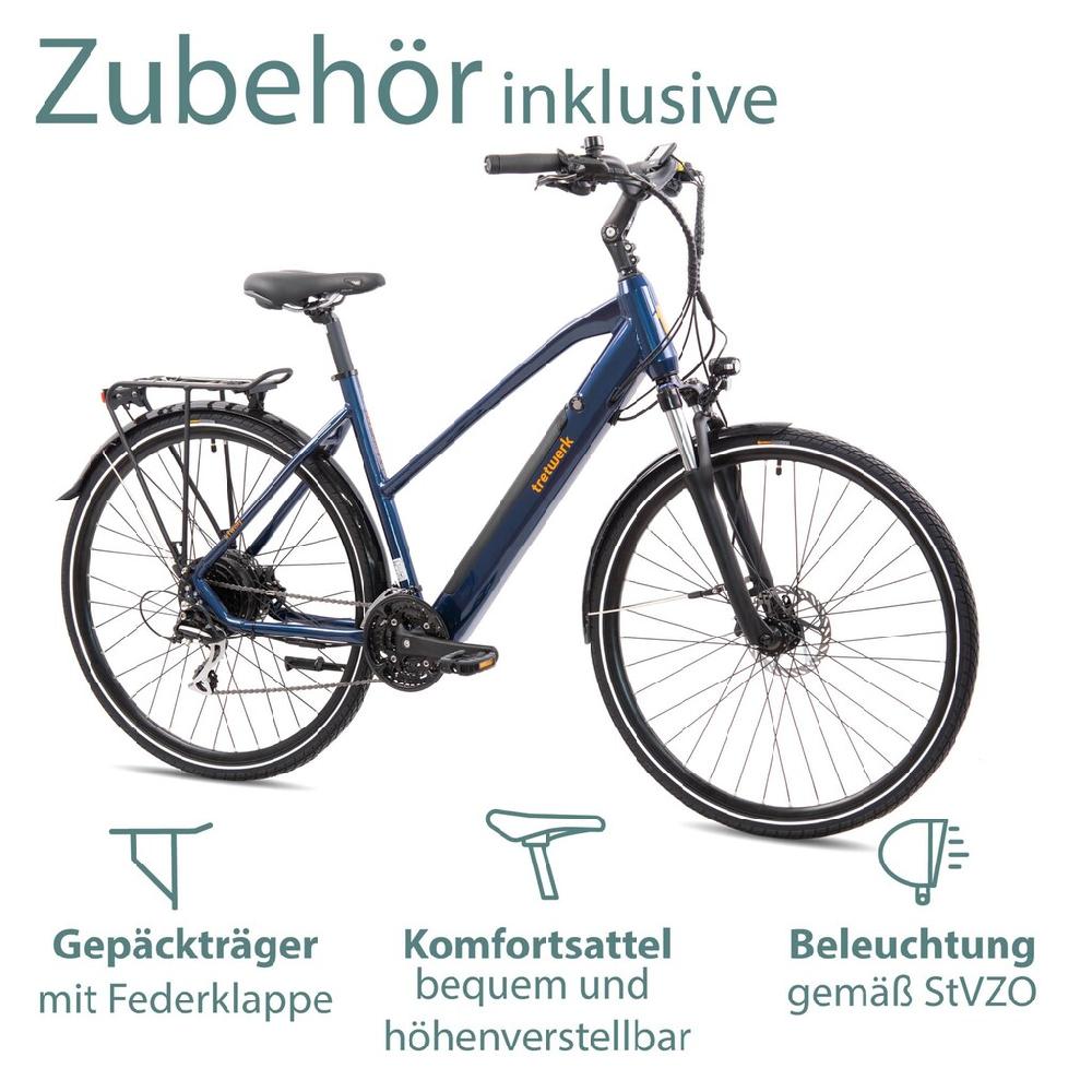 Tretwerk E-Bike »Seville 5.0« 24 Gang Shimano Heckmotor 250 W Pedelec Elektrofahrrad für Damen u. Herren Trekkingrad auf Rechnung Versandkostenfrei