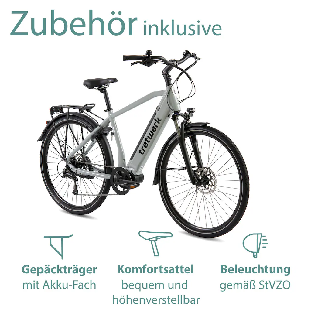 Tretwerk E-Bike »Sonic« 8 Gang Shimano Acera M3020 SGS Mittelmotor 250 W Pedelec Elektrofahrrad für Damen u. Herren Trekkingrad Begrenztes Angebot