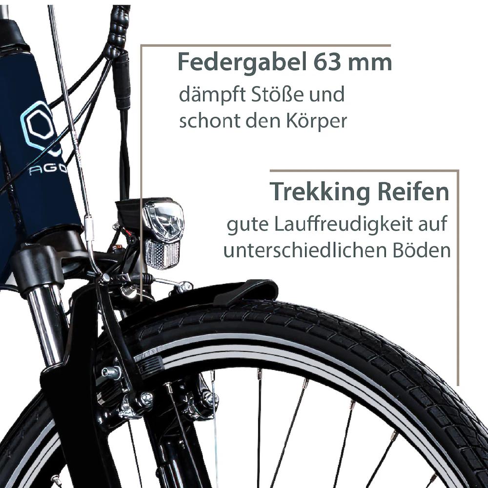 AGON E-Bike »Avesa« 21 Gang Heckmotor 250 W Pedelec Elektrofahrrad für Damen u. Herren Trekkingrad Weihnachtsangebot
