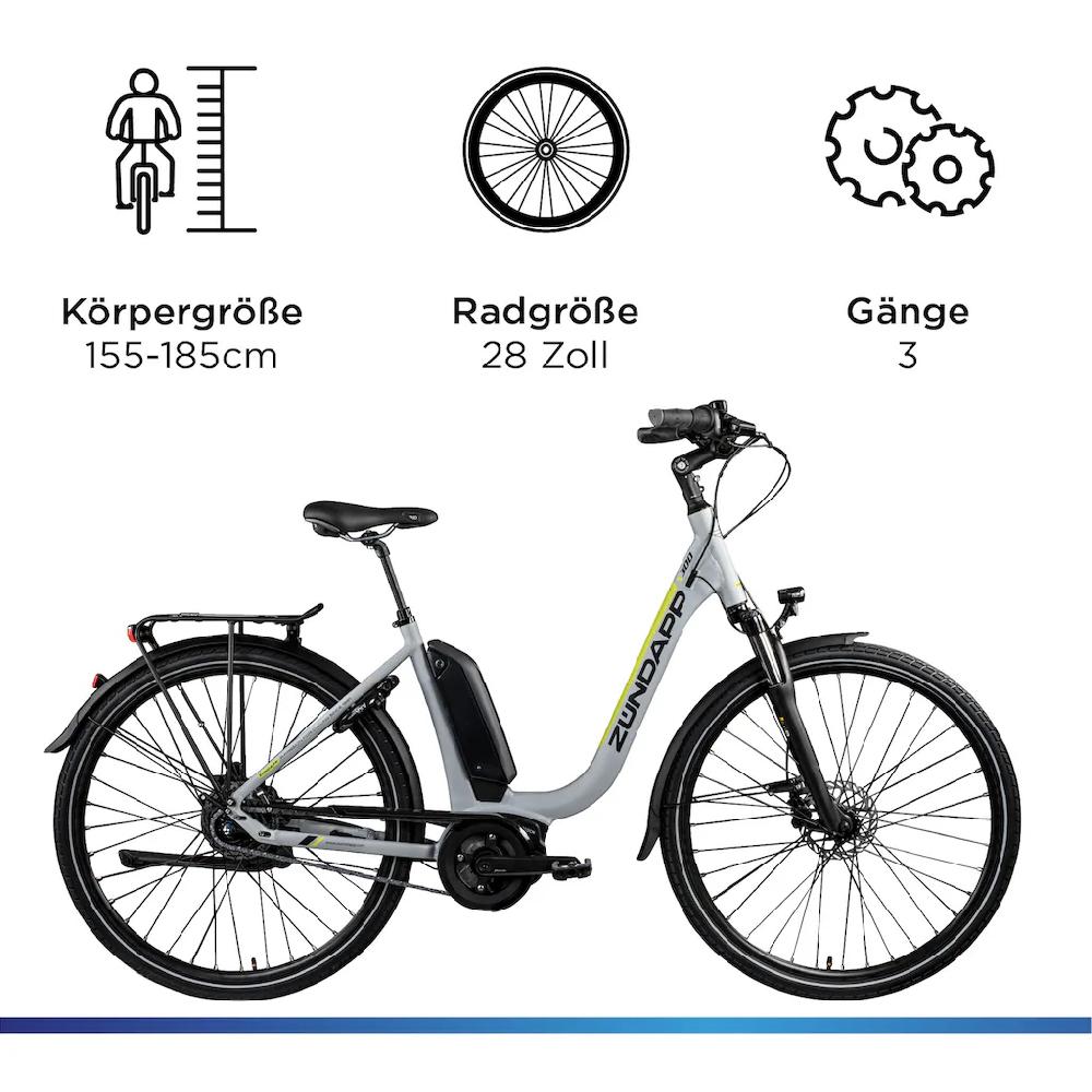 Zündapp E-Bike »X300« 7 Gang Shimano Nexus Mittelmotor 250 W Pedelec Elektrofahrrad für Damen u. Herren Cityrad Valentinstagsangebot