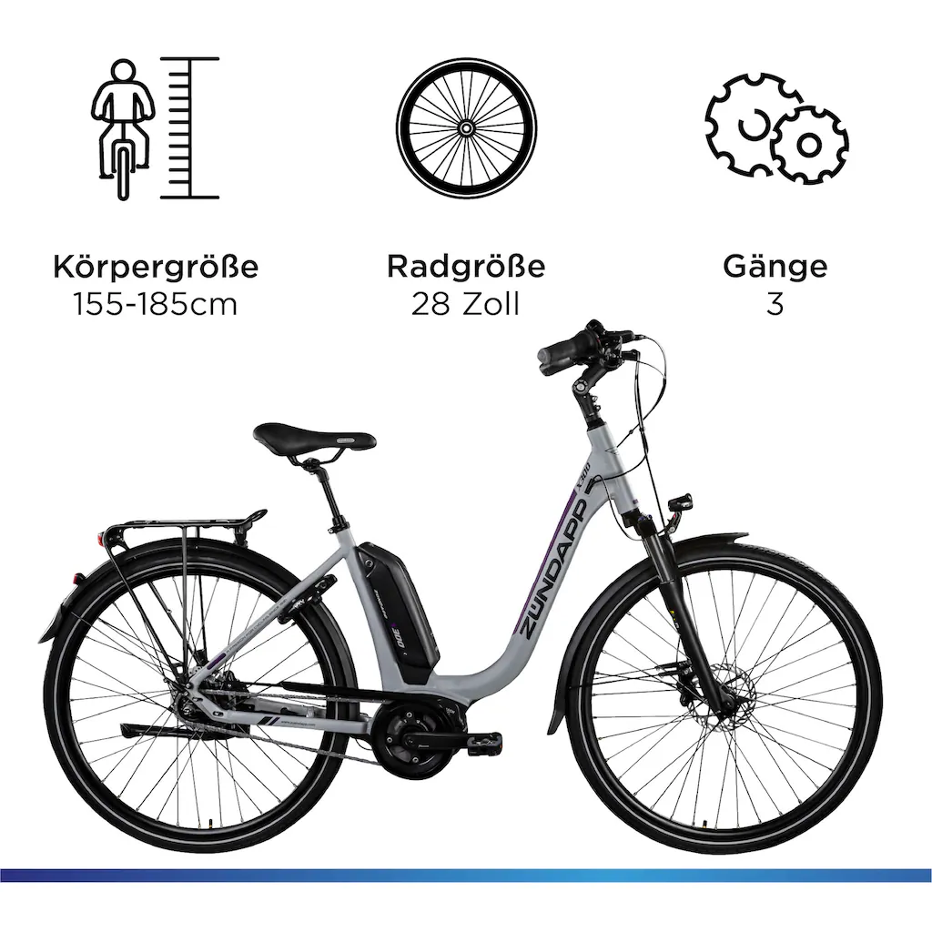Zündapp E-Bike »X300« 7 Gang Shimano Nexus Mittelmotor 250 W Pedelec Elektrofahrrad für Damen u. Herren Cityrad auf Raten Jubiläumsangebot