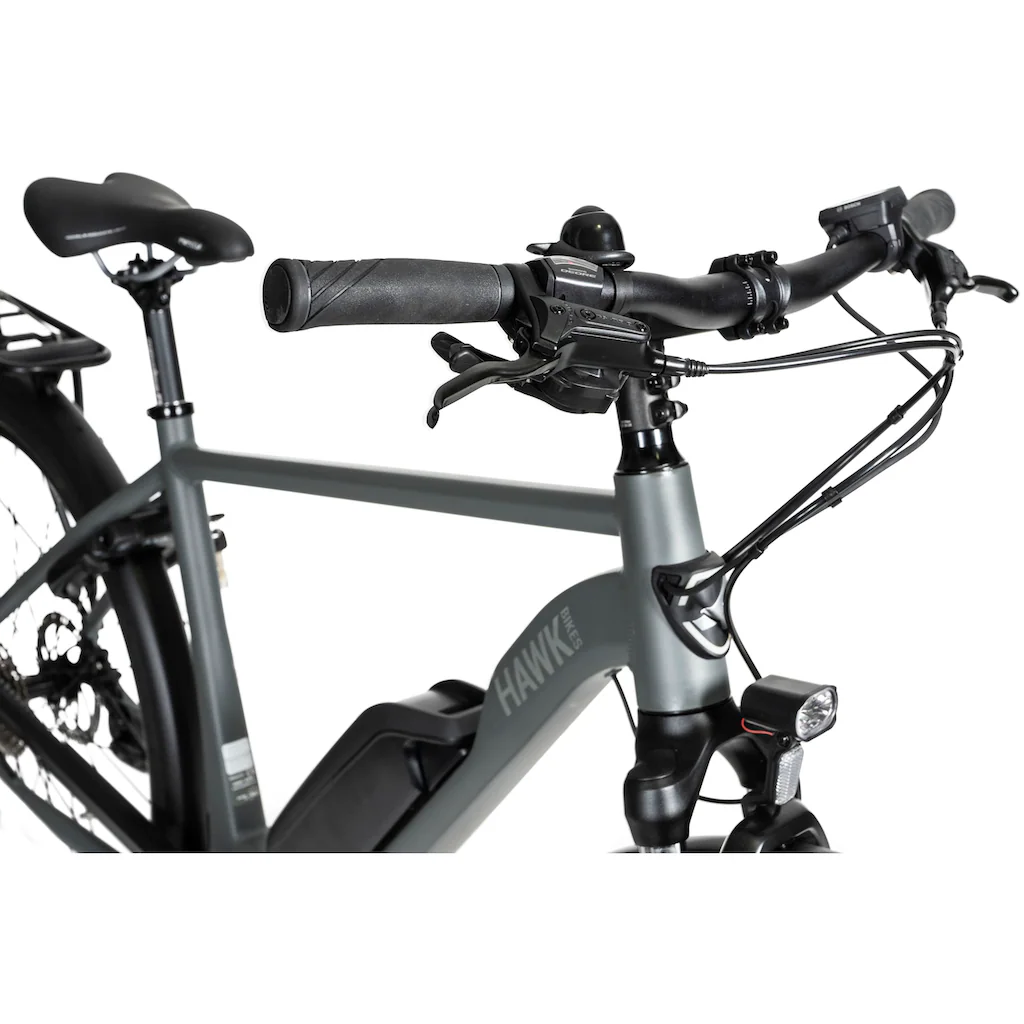 HAWK Bikes E-Bike »E-Trekking 500 Gent« 10 Gang Shimano Deore Mittelmotor 250 W Pedelec Elektrofahrrad für Damen u. Herren Trekkingrad auf Rechnung Lagerräumung