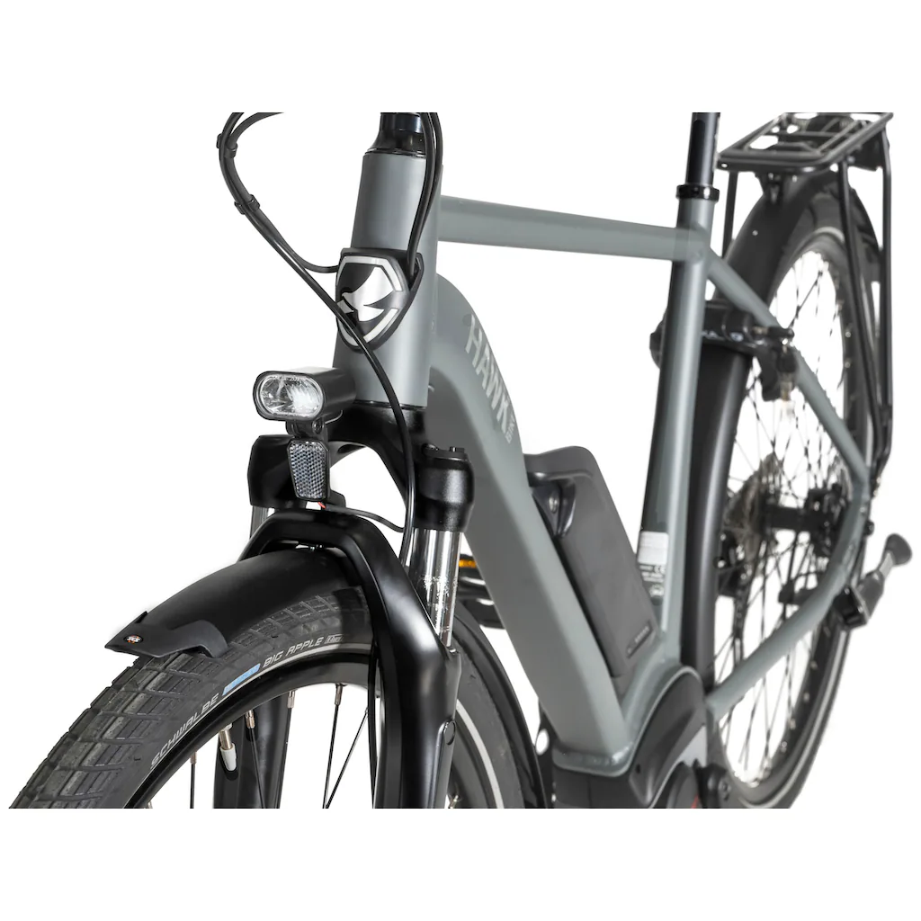 HAWK Bikes E-Bike »E-Trekking 500 Gent« 10 Gang Shimano Deore Mittelmotor 250 W Pedelec Elektrofahrrad für Damen u. Herren Trekkingrad auf Rechnung Lagerräumung