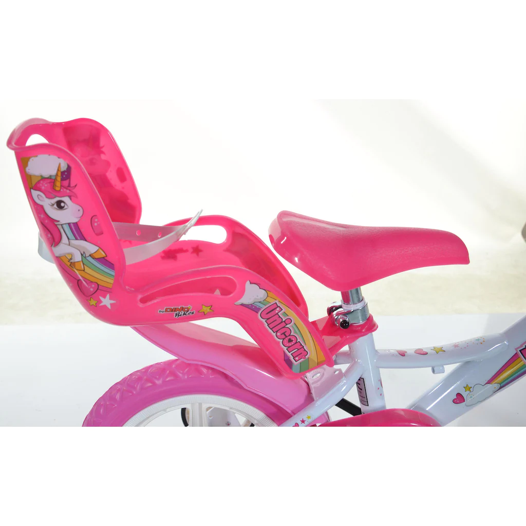 Dino Kinderfahrrad »Unicorn Einhorn 12 Zoll« 1 Gang mit Stützrädern Korb und Puppensitz Schlussverkauf