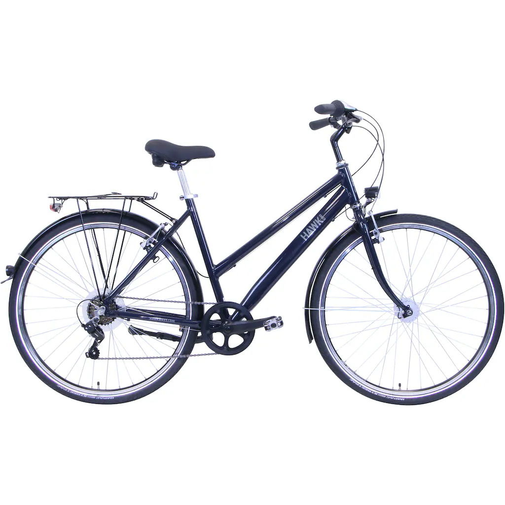 HAWK Bikes Cityrad »CITYTREK EASY BLUE LADY« 7 Gang Shimano Tourney Schaltwerk Kettenschaltung für Damen und Herren Kettenschaltung auf Raten