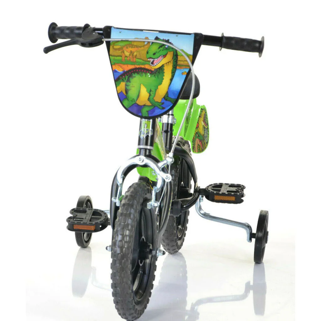 Dino Kinderfahrrad »Dinosaurier T-Rex 12 Zoll« 1 Gang mit Stützrädern Frontschild und coolen Schutzblechen auf Raten Vierteljährliche Förderung