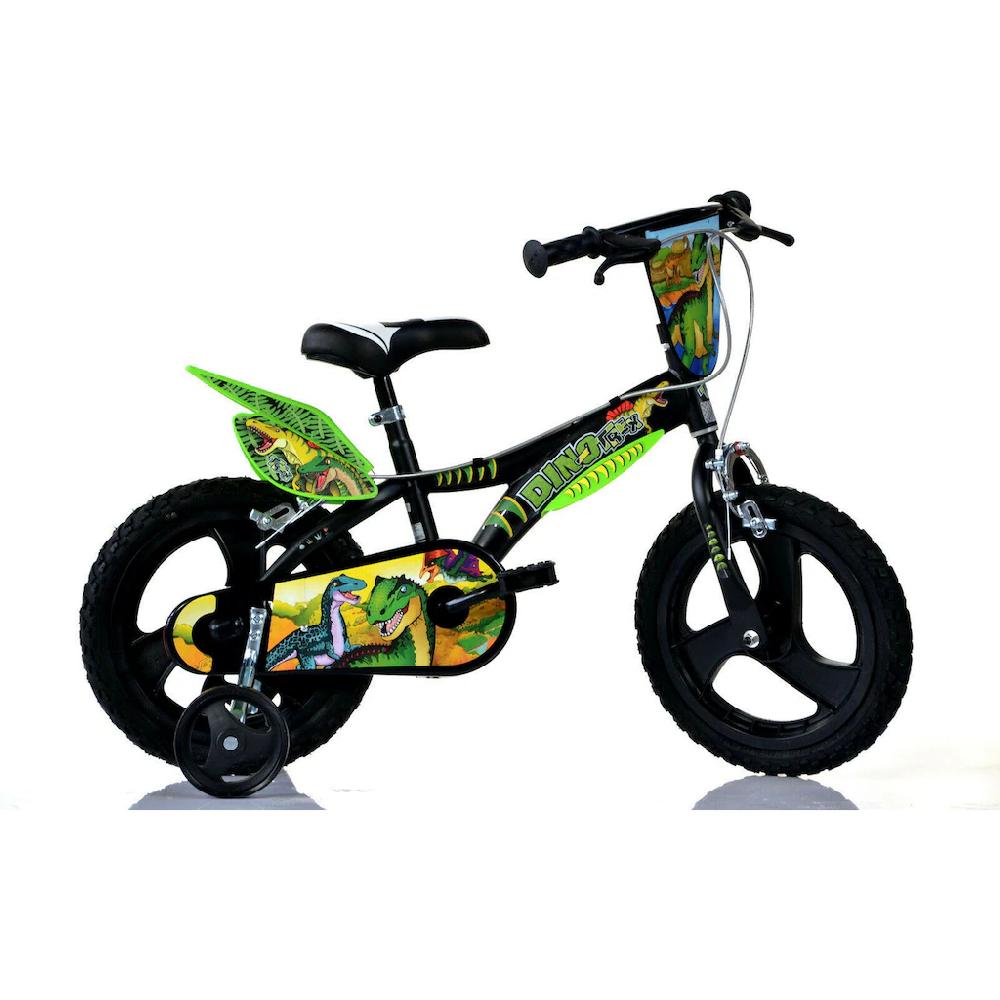 Dino Kinderfahrrad »Dinosaurier T-Rex« 1 Gang mit Stützrädern Frontschild und coolen Schutzblechen Exklusive Angebote