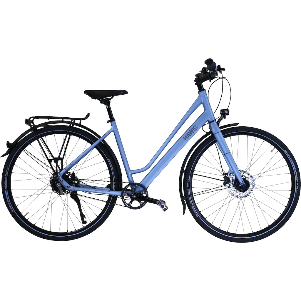 HAWK Bikes Trekkingrad »Trekking Lady Super Deluxe Skye blue« 8 Gang Shimano Nexus Schaltwerk für Damen und Herren