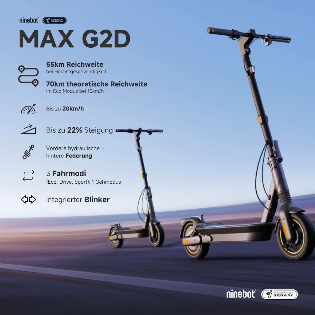 ninebot by Segway E-Scooter »KickScooter MAX G2 D« Electric Scooter mit Straßenzulassung bis zu 70 km Reichweite Bis zu 50% Rabatt