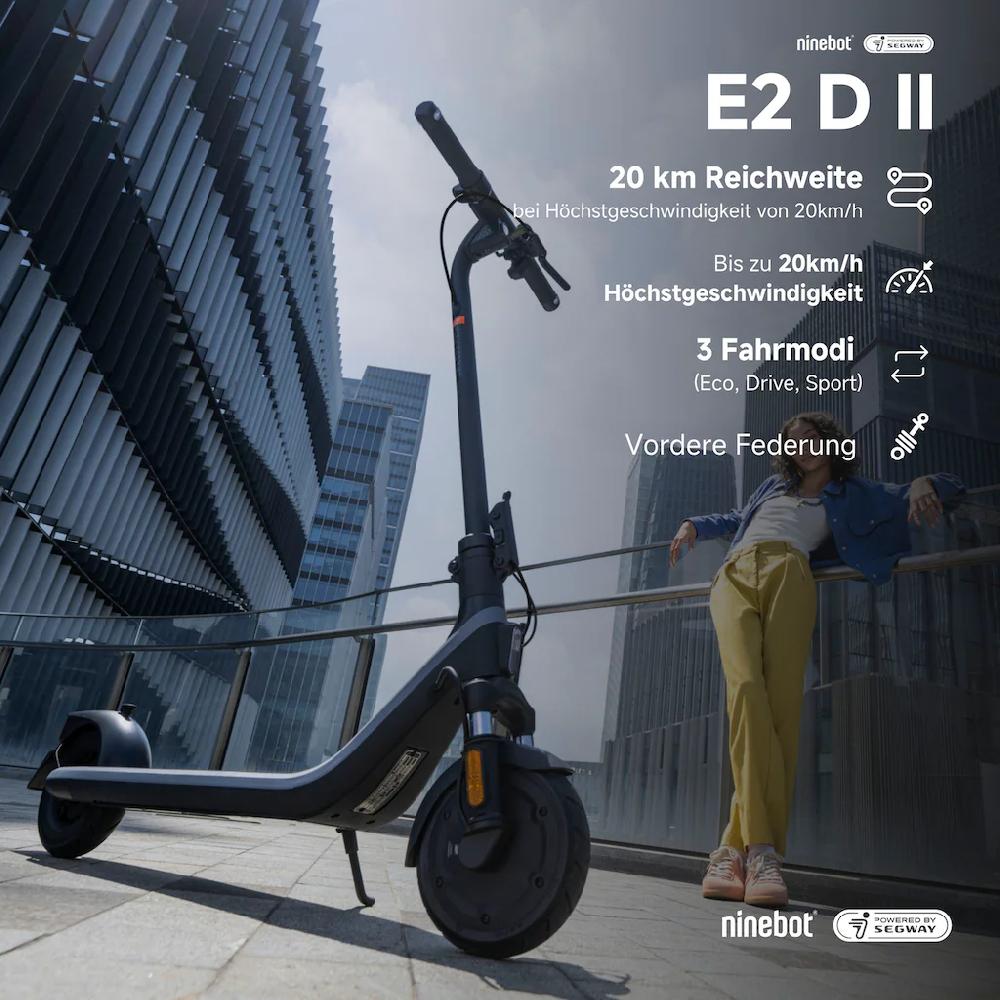 ninebot by Segway E-Scooter »KickScooter E2 D II« Electric Scooter mit Straßenzulassung bis zu 25 km Reichweite Fabrik Onlineshop