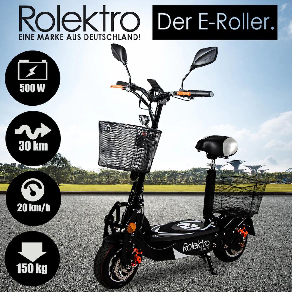 Rolektro E-Mofaroller »E-Joy 20 Schwarz 36V-12AH Blei-Gel Akku 500 Watt« bis zu 30 km Reichweite Günstig kaufen