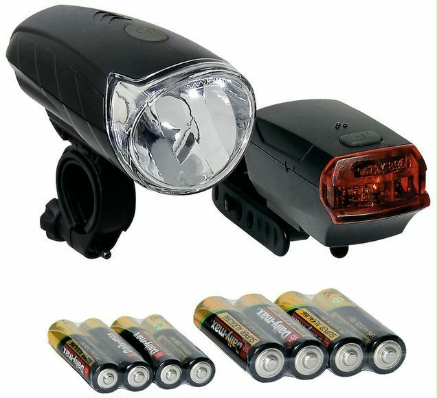 fahrrad-discount Leuchtenset LED Sunrise 40 Lux mit Batterien